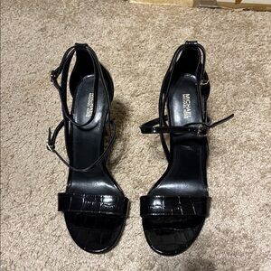 MICHAEL Kors  Black croc Leather High Heel Buckle Sandals